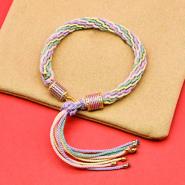 Buddha Stones Buntes Quasten-Seilarmband aus tibetischer Emaille. - Rot (Handgelenkumfang: 15–18 cm) - image 1