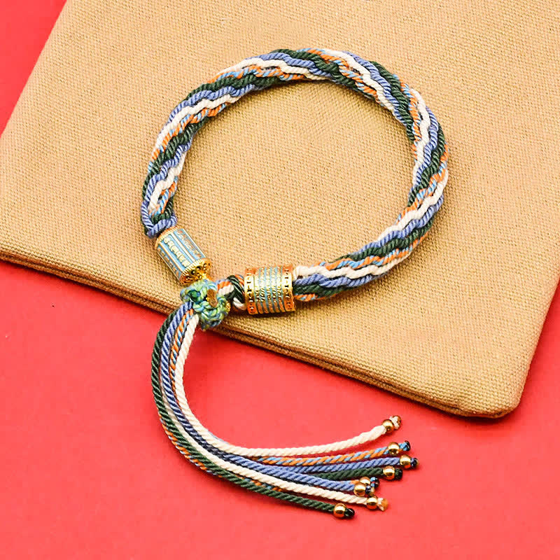 Buddha Stones Buntes Quasten-Seilarmband aus tibetischer Emaille. - Grün (Handgelenkumfang: 15–18 cm) - image 3