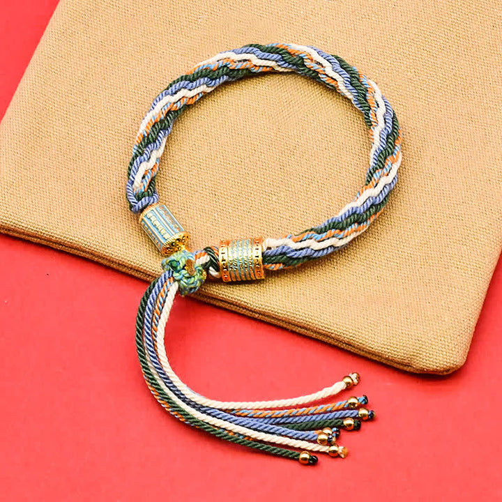 Buddha Stones Buntes Quasten-Seilarmband aus tibetischer Emaille. - Grün (Handgelenkumfang: 15–18 cm) - image 3