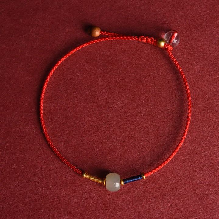 Buddha Stones Verstellbares Armband/Fußkettchen mit runden Jadeperlen und rotem Faden - Fußkettchen - Rot (8,3-10,6 Zoll/21-27 cm) - image 10