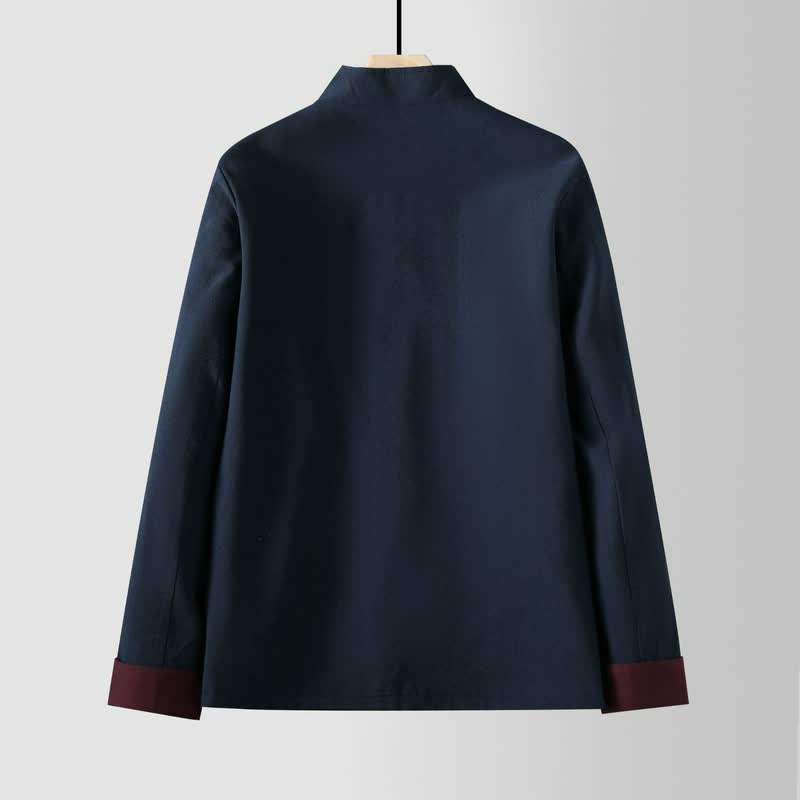 Buddha Stones Herbst/Winter Herrenjacke im Vintage-Stil mit Stehkragen, Froschknopfleiste und Tasche - image 2