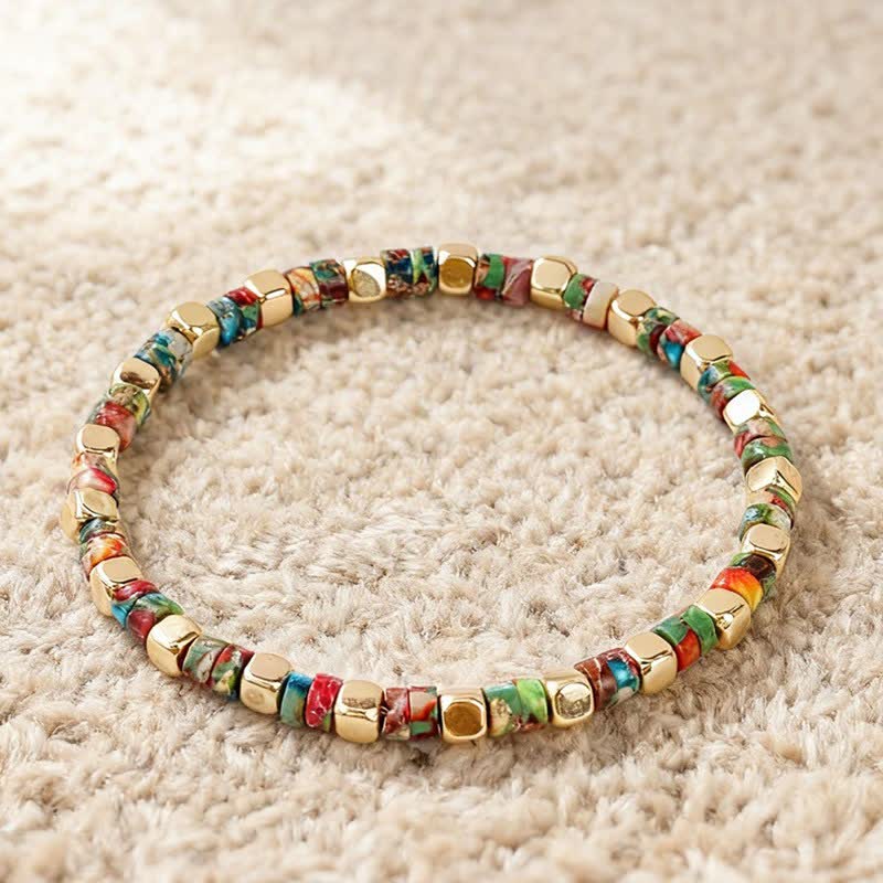 Buddha Stones Armband aus blauen Fleckenjaspis- und grünen Aventurinperlen in Fassform - Kaiserstein (Macht ♥ Autorität) - image 10