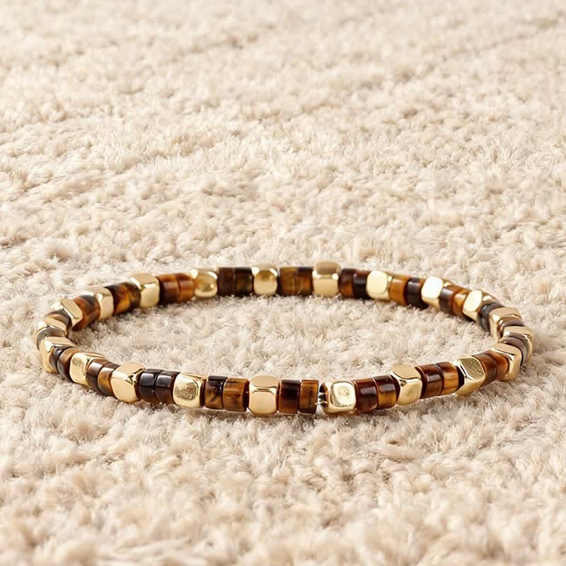Buddha Stones Armband aus blauen Fleckenjaspis- und grünen Aventurinperlen in Fassform - Tigerauge (Selbstvertrauen ♥ Fokus) - image 5