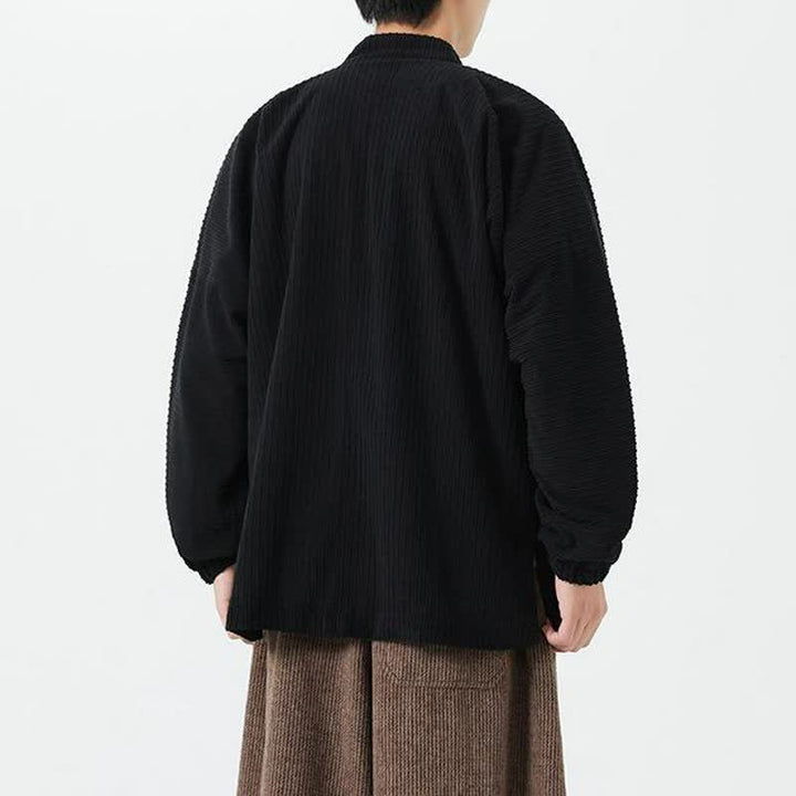 Buddha Stones Lässige Herrenjacke im Tang-Stil mit Stehkragen und Knopfleiste für Herbst und Winter - image 13