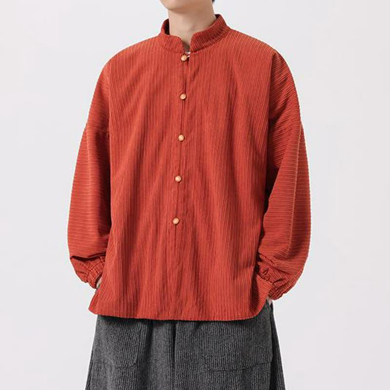 Buddha Stones Lässige Herrenjacke im Tang-Stil mit Stehkragen und Knopfleiste für Herbst und Winter - image 5