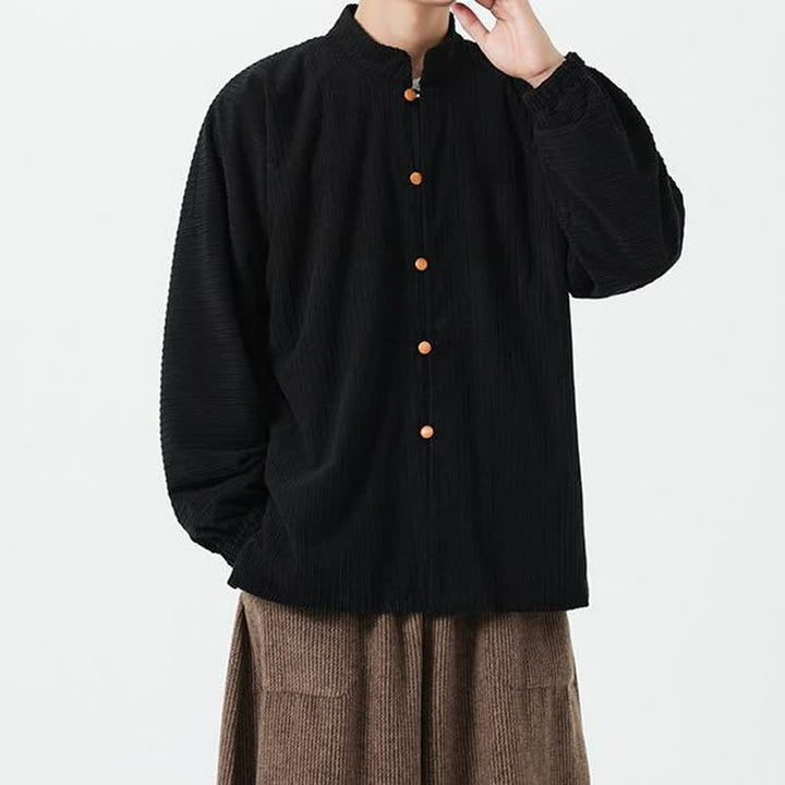 Buddha Stones Lässige Herrenjacke im Tang-Stil mit Stehkragen und Knopfleiste für Herbst und Winter - image 10