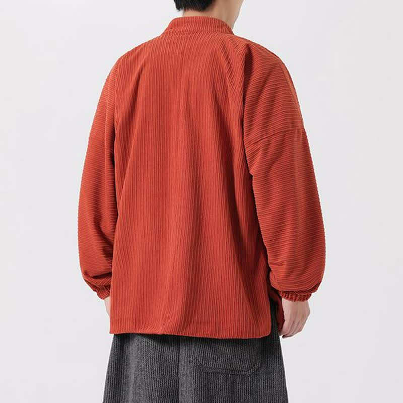 Buddha Stones Lässige Herrenjacke im Tang-Stil mit Stehkragen und Knopfleiste für Herbst und Winter - image 6