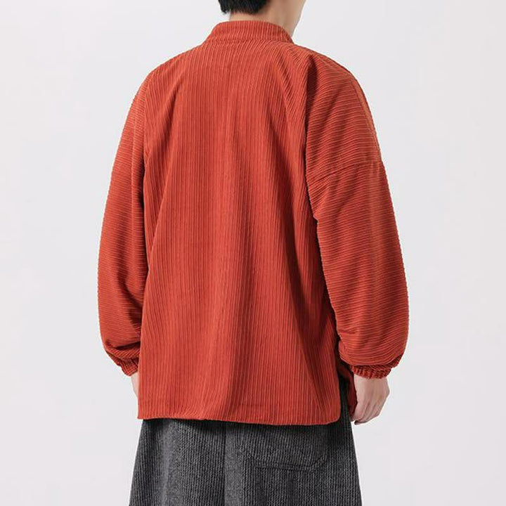 Buddha Stones Lässige Herrenjacke im Tang-Stil mit Stehkragen und Knopfleiste für Herbst und Winter - image 6
