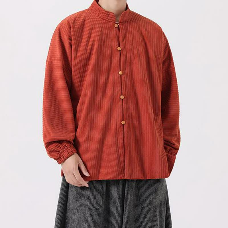 Buddha Stones Lässige Herrenjacke im Tang-Stil mit Stehkragen und Knopfleiste für Herbst und Winter - image 4