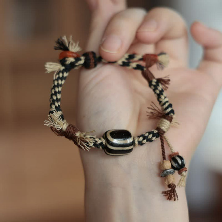 Buddha Stones Vintage Tibetisches Dzi-Perlen-Glücksseil-Armband - image 9