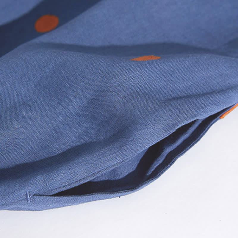 Buddha Stones Lässiges Damen-Midikleid mit Punktmuster, kurzen Ärmeln, Schnürung und Taschen - image 3