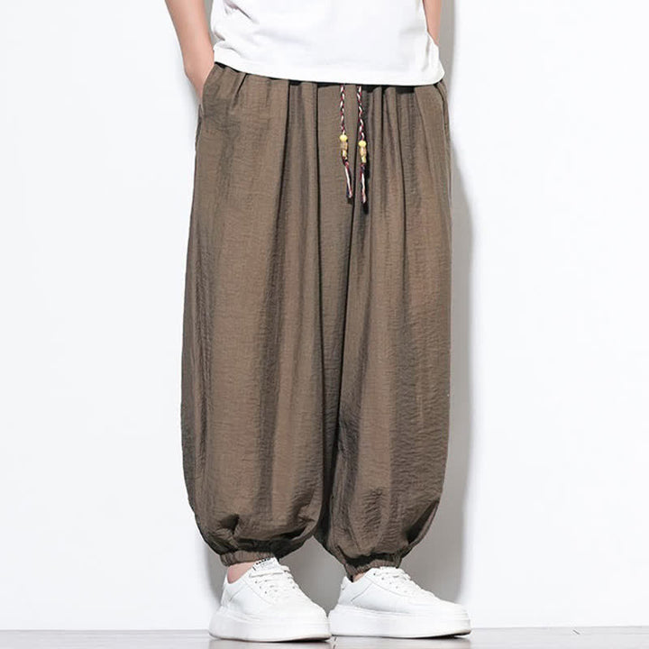 Buddha Stones Lässige, kurze Herren-Haremshose im Boho-Stil mit Kordelzug und Tasche - image 21