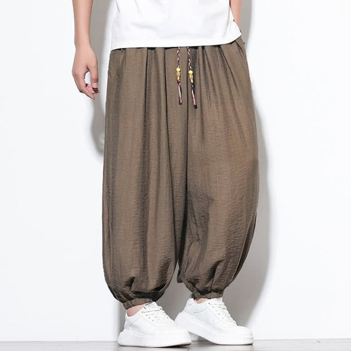 Buddha Stones Lässige, kurze Herren-Haremshose im Boho-Stil mit Kordelzug und Tasche - image 25