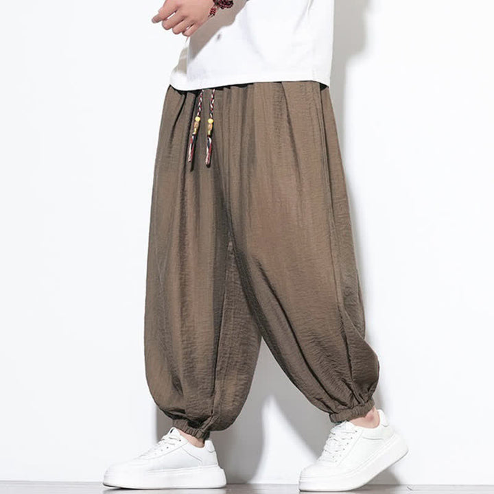 Buddha Stones Lässige, kurze Herren-Haremshose im Boho-Stil mit Kordelzug und Tasche - image 20