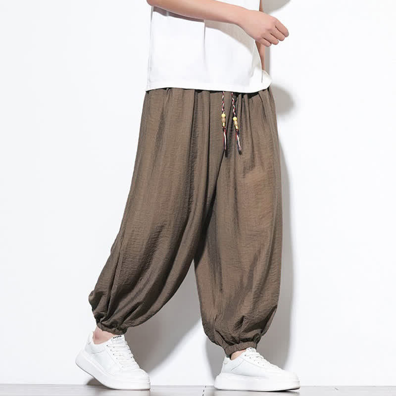 Buddha Stones Lässige, kurze Herren-Haremshose im Boho-Stil mit Kordelzug und Tasche - image 19