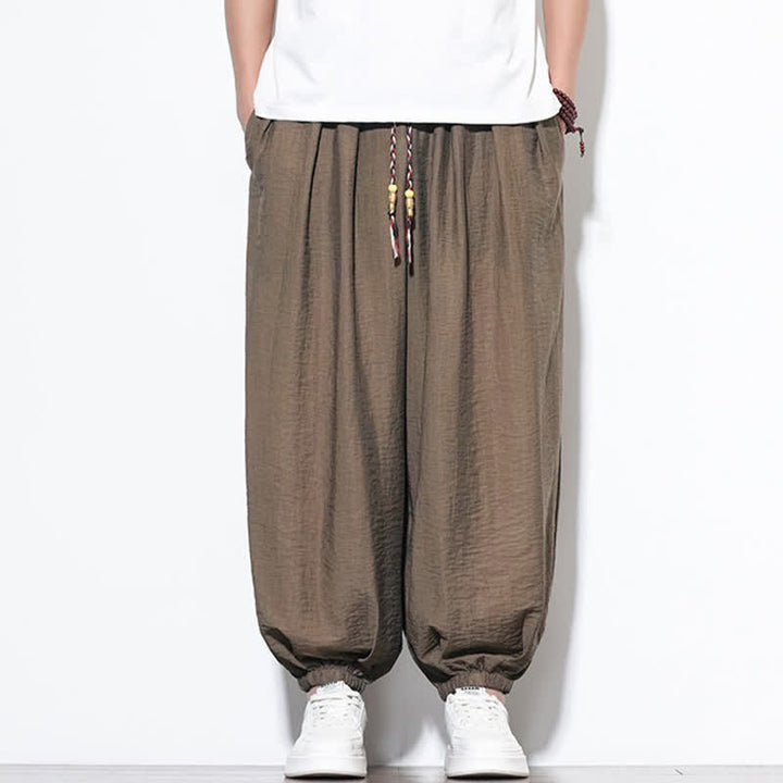Buddha Stones Lässige, kurze Herren-Haremshose im Boho-Stil mit Kordelzug und Tasche - image 23