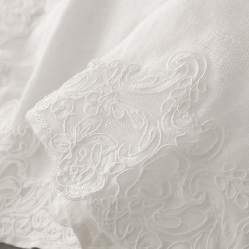 Buddha Stones Ärmellose Damenweste aus Baumwolle mit Stehkragen und chinesischem Froschknopf-Spitzen-Patchwork-Design - image 15