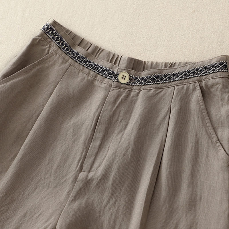 Buddha Stones Damenhose, einfarbig, mit Knopfleiste vorne, elastischem Rücken und Taschen - image 16