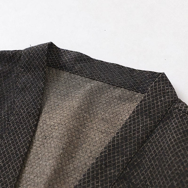 Buddha Stones Lässiger, minimalistischer Kimono für Herren aus einfarbigem Baumwoll-Leinen-Mischgewebe mit Kordelzug und Taschen für den Herbst - image 4