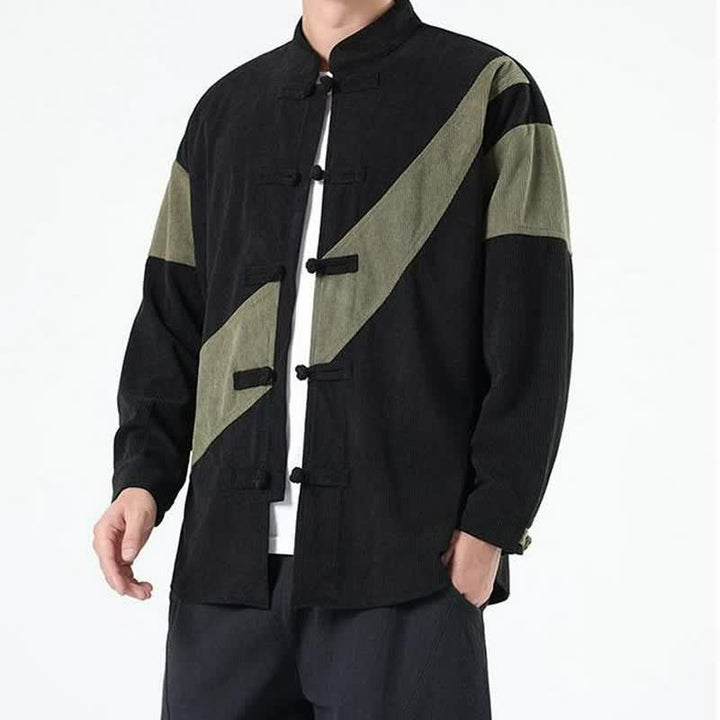 Buddha Stones Lässige Herrenjacke im Tang-Stil mit Froschknopfleiste und geometrischem Muster für Herbst und Winter - image 9