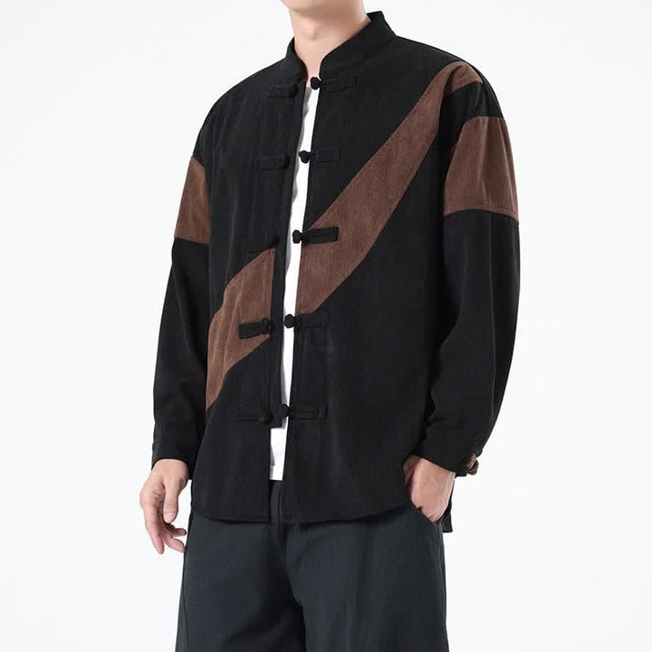 Buddha Stones Lässige Herrenjacke im Tang-Stil mit Froschknopfleiste und geometrischem Muster für Herbst und Winter - image 3