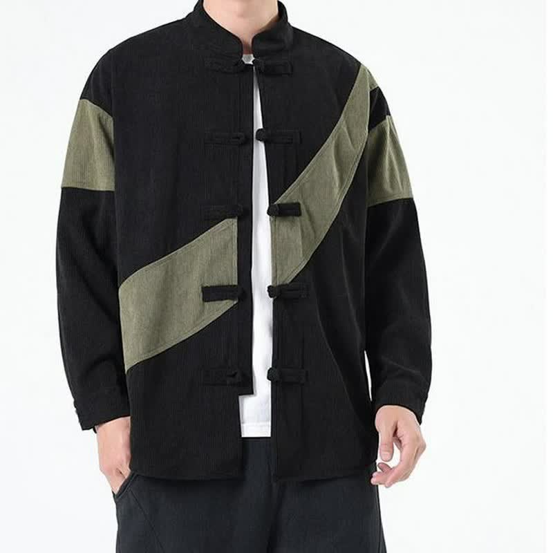 Buddha Stones Lässige Herrenjacke im Tang-Stil mit Froschknopfleiste und geometrischem Muster für Herbst und Winter - image 7