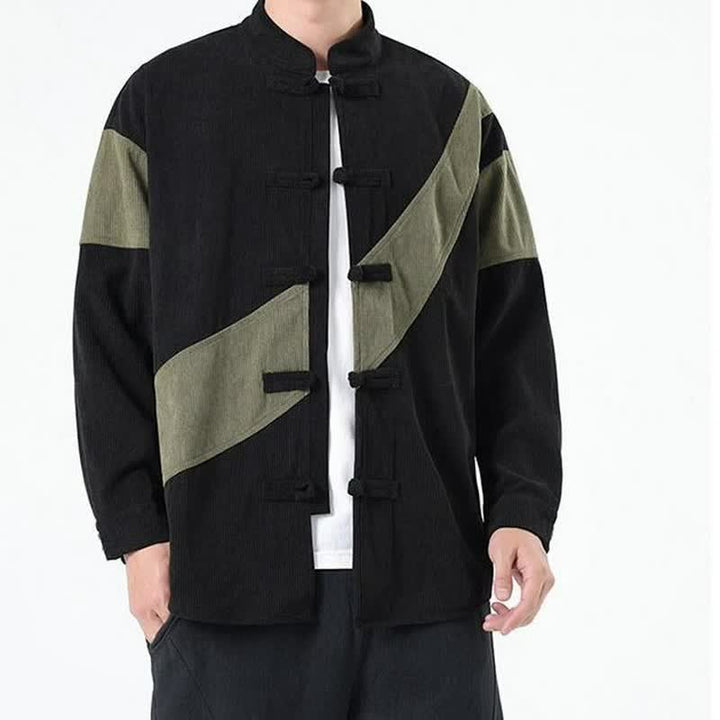 Buddha Stones Lässige Herrenjacke im Tang-Stil mit Froschknopfleiste und geometrischem Muster für Herbst und Winter - image 7
