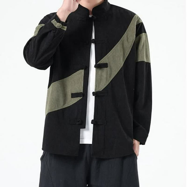 Buddha Stones Lässige Herrenjacke im Tang-Stil mit Froschknopfleiste und geometrischem Muster für Herbst und Winter - image 8