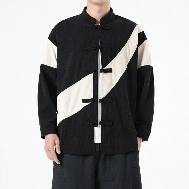 Buddha Stones Lässige Herrenjacke im Tang-Stil mit Froschknopfleiste und geometrischem Muster für Herbst und Winter - image 12