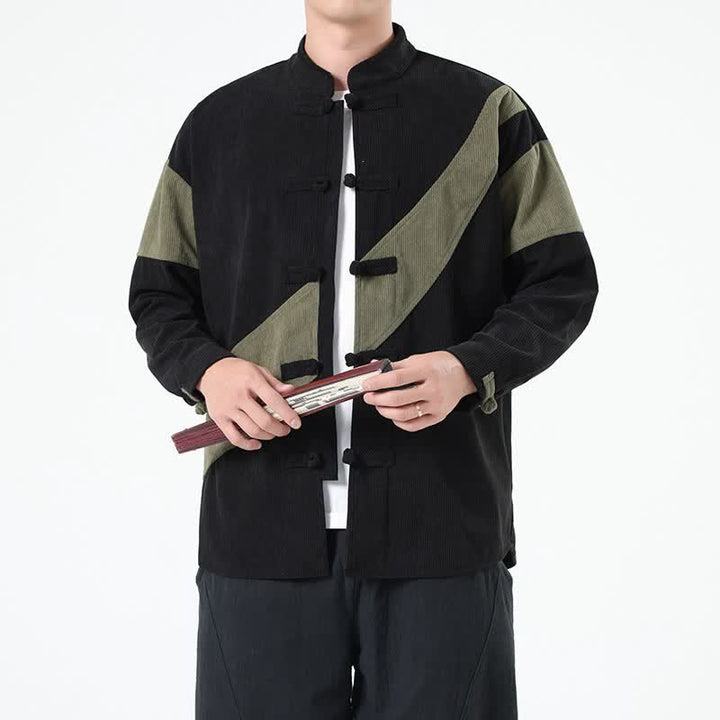 Buddha Stones Lässige Herrenjacke im Tang-Stil mit Froschknopfleiste und geometrischem Muster für Herbst und Winter - image 11