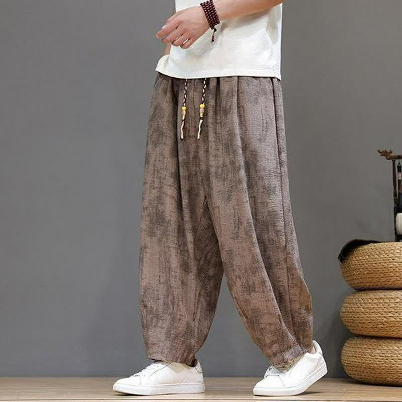 Buddha Stones Lässige Vintage-Herrenhose mit Kordelzug, gewaschenem, abstraktem Muster und geradem Bein mit Tasche – ideal für Frühling und Sommer. - image 8