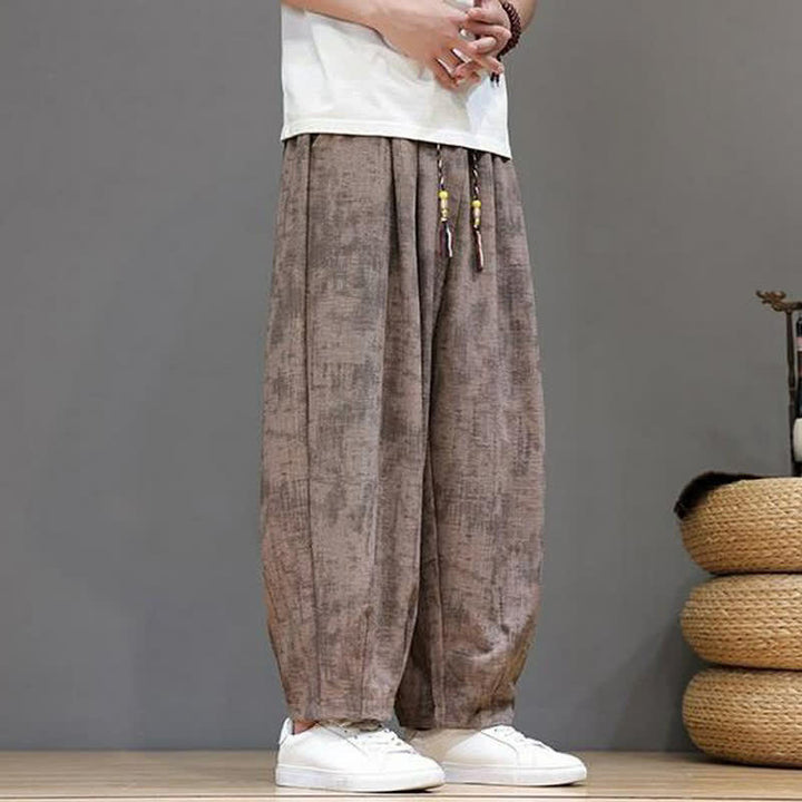 Buddha Stones Lässige Vintage-Herrenhose mit Kordelzug, gewaschenem, abstraktem Muster und geradem Bein mit Tasche – ideal für Frühling und Sommer. - image 7