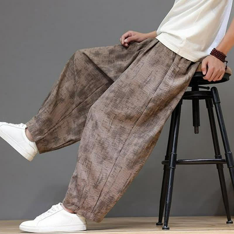 Buddha Stones Lässige Vintage-Herrenhose mit Kordelzug, gewaschenem, abstraktem Muster und geradem Bein mit Tasche – ideal für Frühling und Sommer. - image 9