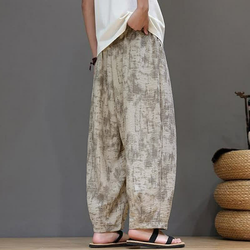 Buddha Stones Lässige Vintage-Herrenhose mit Kordelzug, gewaschenem, abstraktem Muster und geradem Bein mit Tasche – ideal für Frühling und Sommer. - image 22