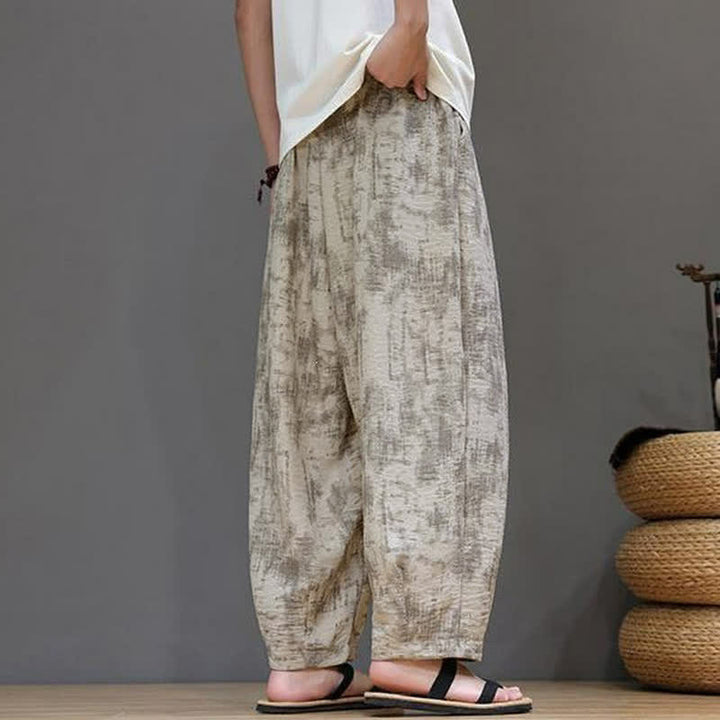 Buddha Stones Lässige Vintage-Herrenhose mit Kordelzug, gewaschenem, abstraktem Muster und geradem Bein mit Tasche – ideal für Frühling und Sommer. - image 22