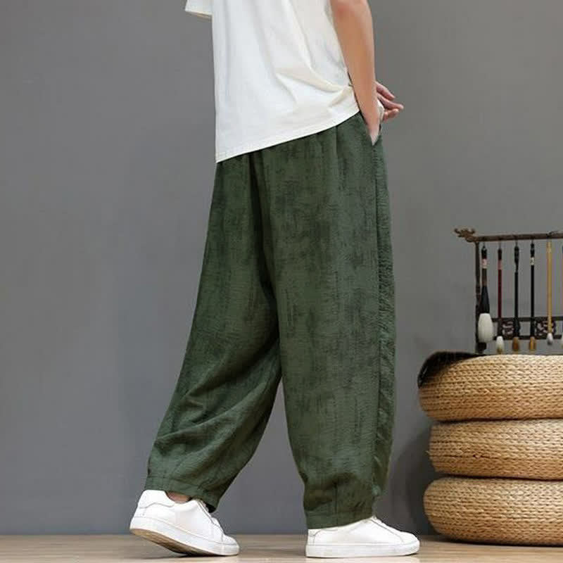 Buddha Stones Lässige Vintage-Herrenhose mit Kordelzug, gewaschenem, abstraktem Muster und geradem Bein mit Tasche – ideal für Frühling und Sommer. - image 14