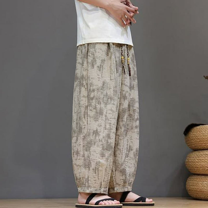 Buddha Stones Lässige Vintage-Herrenhose mit Kordelzug, gewaschenem, abstraktem Muster und geradem Bein mit Tasche – ideal für Frühling und Sommer. - image 20