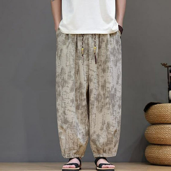Buddha Stones Lässige Vintage-Herrenhose mit Kordelzug, gewaschenem, abstraktem Muster und geradem Bein mit Tasche – ideal für Frühling und Sommer. - BurlyWood - US/UK/AU52, EU62 (8XL) - image 19