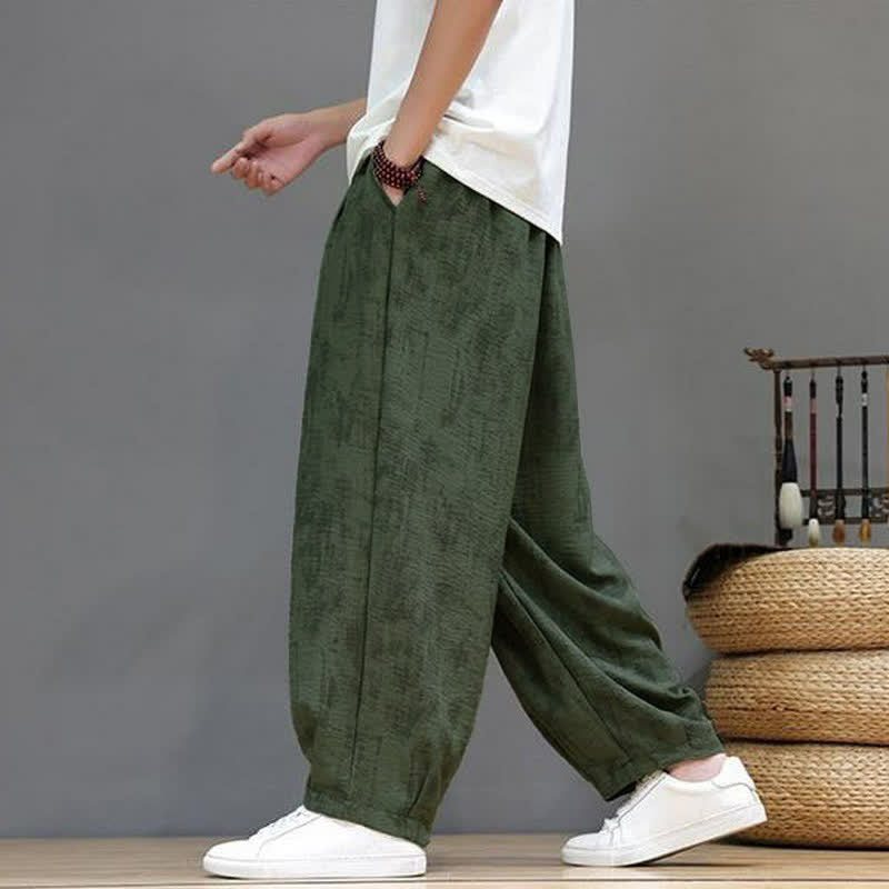 Buddha Stones Lässige Vintage-Herrenhose mit Kordelzug, gewaschenem, abstraktem Muster und geradem Bein mit Tasche – ideal für Frühling und Sommer. - image 15