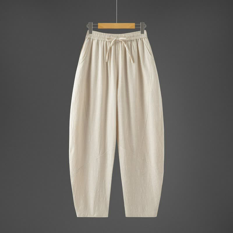 Buddha Stones Lässige, minimalistische Herren-Haremshose mit Kordelzug und Taschen für Frühling und Herbst - Beige - US/UK/AU46, EU56 (5XL) - image 6
