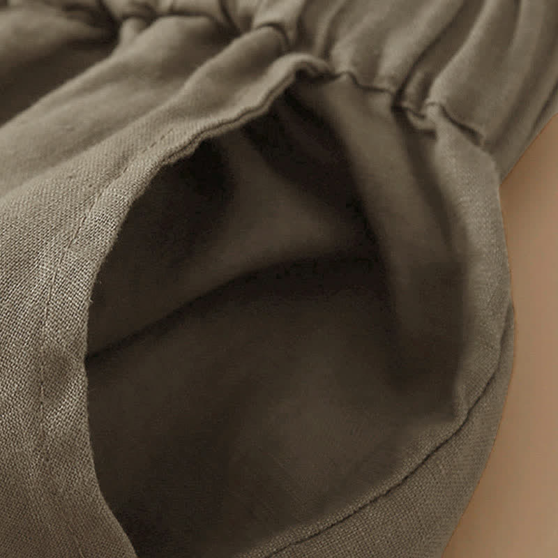 Buddha Stones Damen-Shorts aus Baumwolle mit einfarbiger Unterseite, hohlem Spitzendesign und Schnürung und Taschen - image 12