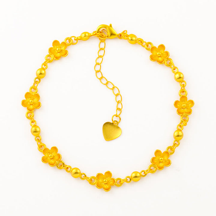 Buddha Stones Armband aus vergoldetem Messing mit Herzanhänger und Pfirsichblütenmotiv - image 8