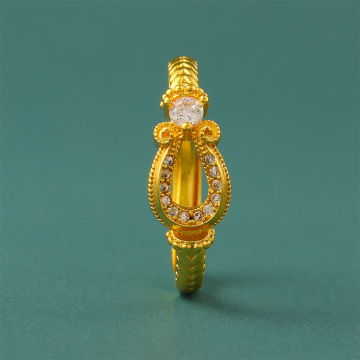 Buddha Stones Offener Ring aus vergoldetem Messing im Vintage-Hufeisen-Design - image 2