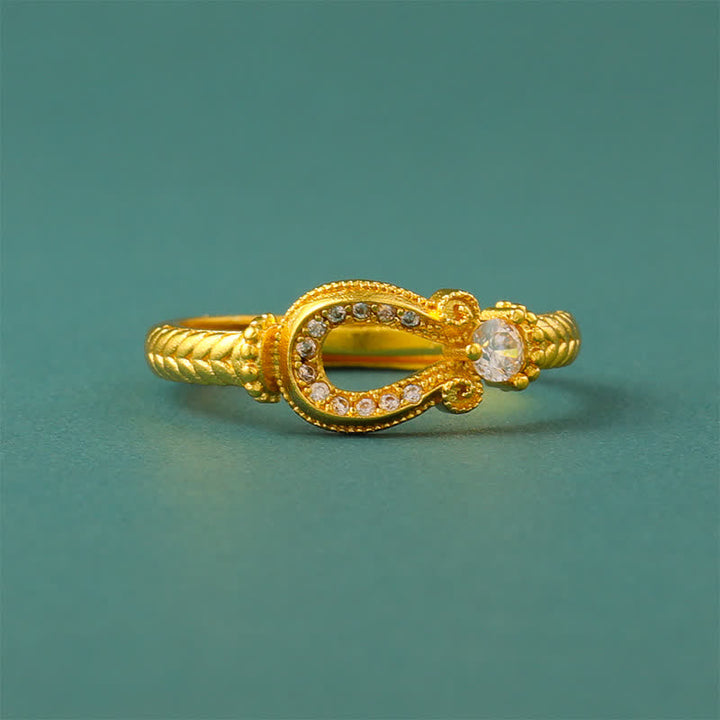 Buddha Stones Offener Ring aus vergoldetem Messing im Vintage-Hufeisen-Design - image 3