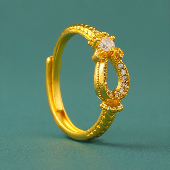 Buddha Stones Offener Ring aus vergoldetem Messing im Vintage-Hufeisen-Design - image 1