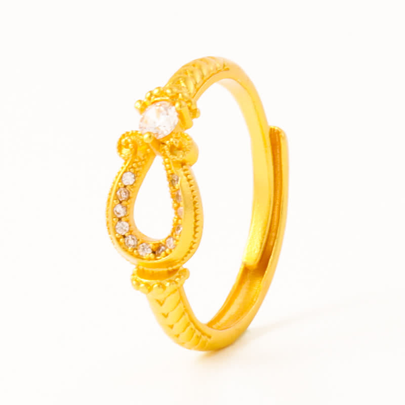 Buddha Stones Offener Ring aus vergoldetem Messing im Vintage-Hufeisen-Design - image 5