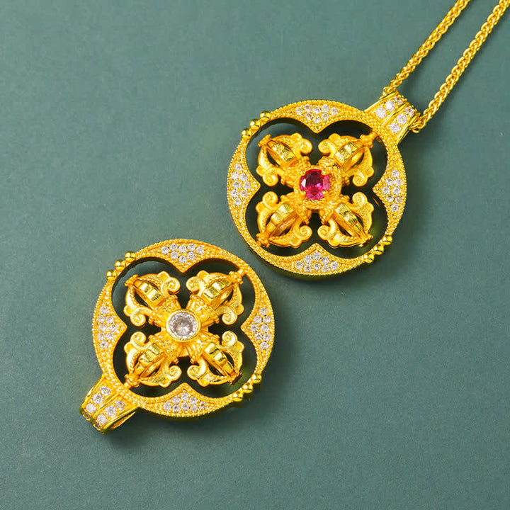 Buddha Stones Runde Halskette mit vergoldetem Messinganhänger „Vajra – Spirituelle Kraft“, rund - image 14