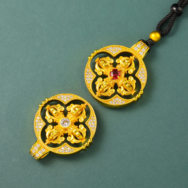 Buddha Stones Runde Halskette mit vergoldetem Messinganhänger „Vajra – Spirituelle Kraft“, rund - image 6