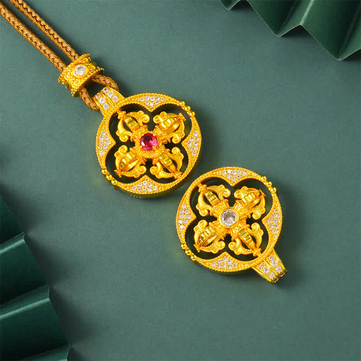 Buddha Stones Runde Halskette mit vergoldetem Messinganhänger „Vajra – Spirituelle Kraft“, rund - image 9