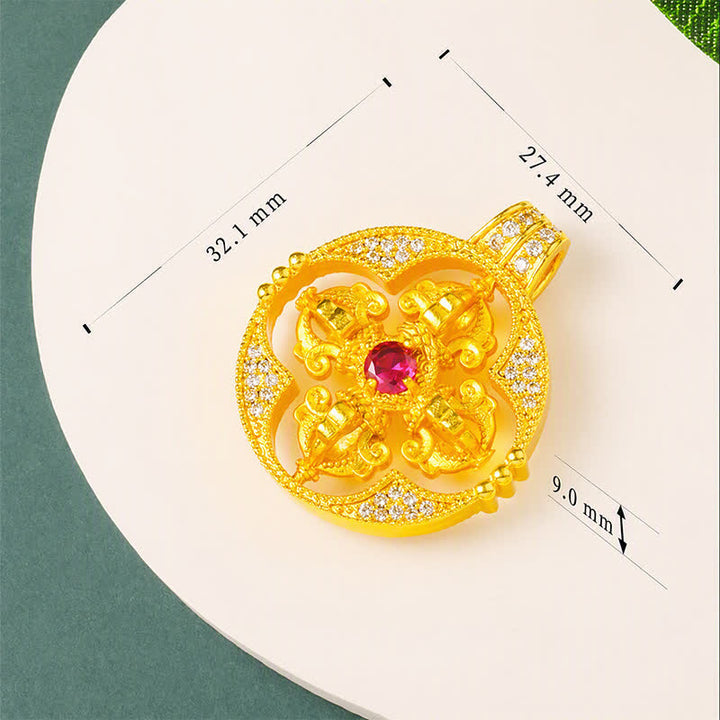 Buddha Stones Runde Halskette mit vergoldetem Messinganhänger „Vajra – Spirituelle Kraft“, rund - image 18